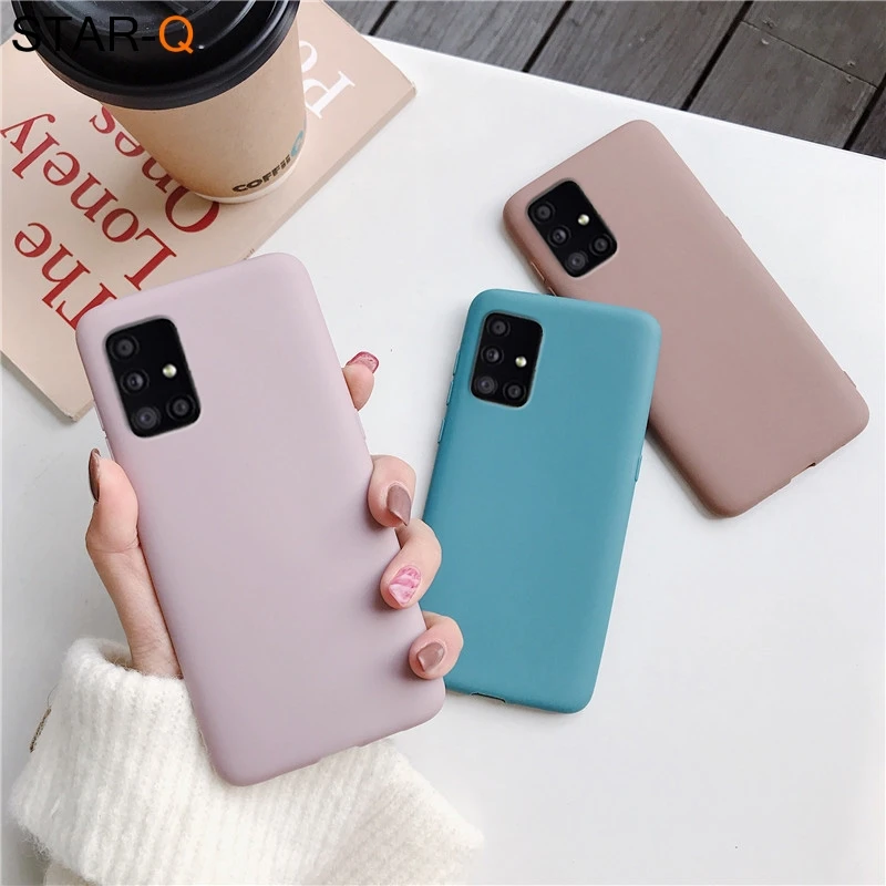 candy color silicone phone case for samsung galaxy a51 a71 5g a31 a11 a41 m51 m31 a21s a91 A81 A01 matte soft tpu cover flip phone case