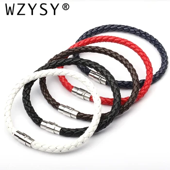 

5-color fashionable leather rope woven Bracelet strong magnet buckle men's and women's simple Snake pattern Bracelets bangles