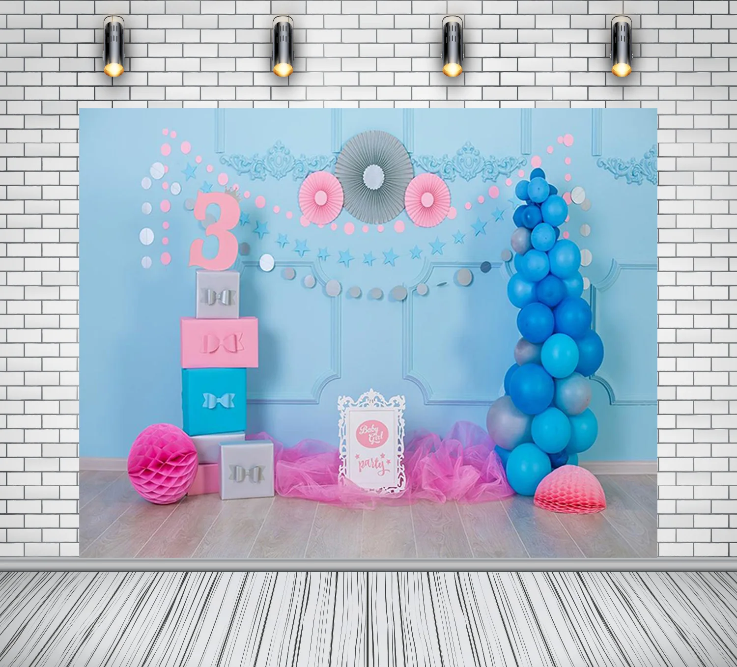 Ktonsdci синий настенный шар пол для Baby Shower или вечеринки по случаю детей до 3 лет на