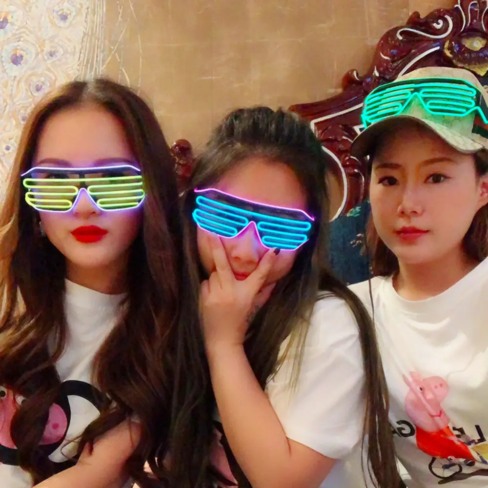 Fashion Led Luminous Glasses Battery Powered Christmas Halloween Flashing Light Glow Glasses Festival Supplies Costumes As Gift
