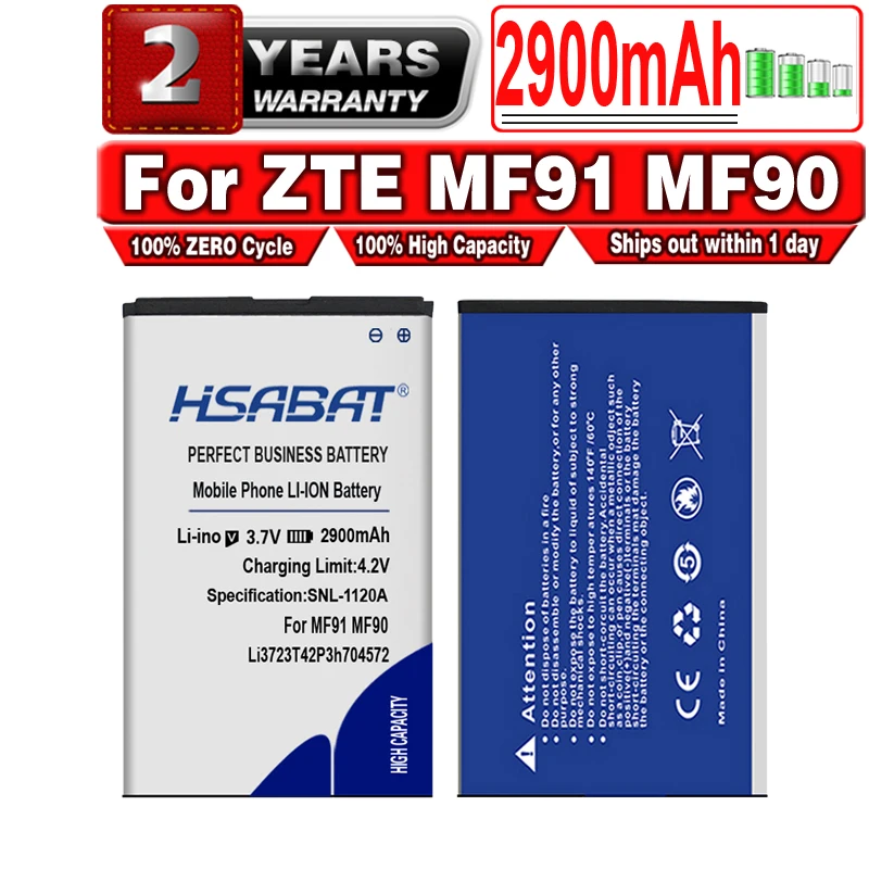 HSABAT Li3723T42P3h704572 2900mAh Battery for ZTE MF91 MF90 Batteries | Мобильные телефоны и аксессуары