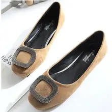 Для женщин квадратный носок обувь из замши, с металлической пряжкой, стразы Мокасины скользят по Прозрачные ботинки воздухопроницаемая комфортная обувь одна лодка обувь