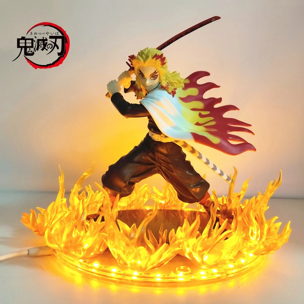 Anime Figures Demon Slayer Rengoku Kyoujurou Fire Led Scene Diy Pvc Action Figure Toy 21cm Kimetsu No Yaiba Figurine Kids Doll Action Figures Aliexpress