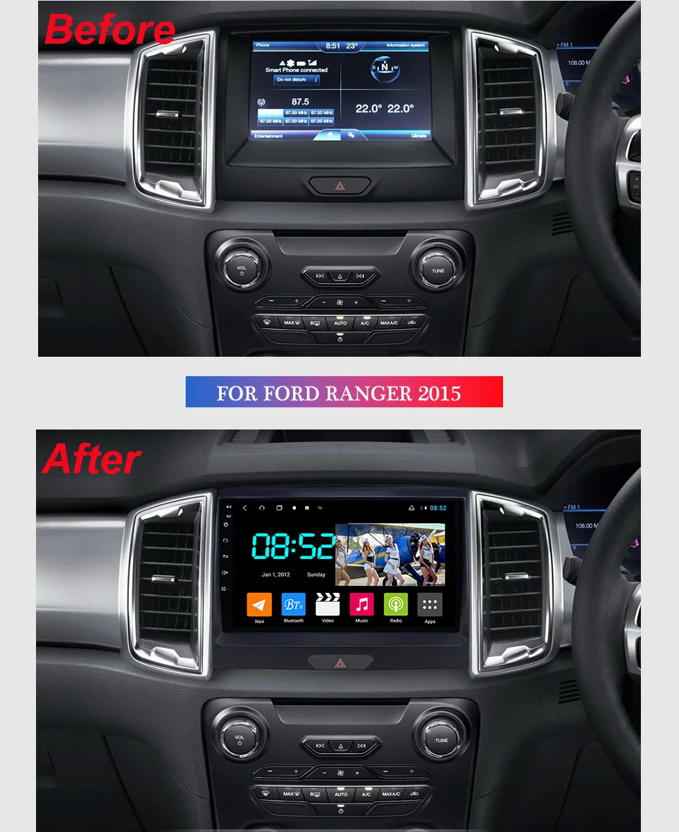 Excellent Android 8.1 CAR DVD 1din multimedia Navi system for Ford Ranger 20015 car gps navigation stereo Wifi head unit BT SWC WIFI 1