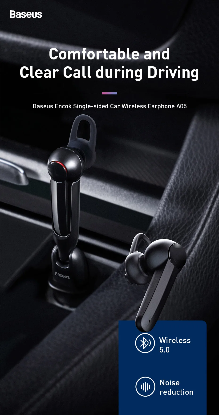 Baseus Encok A05 Vehicle-mounted Wireless Earphone description image
