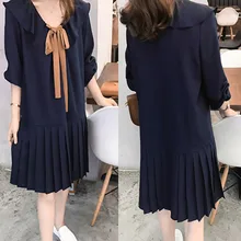 Новое поступление, Женская юбка vestidos, модная, милая, Дамская, элегантная, плиссированная, воротник Питер Пэн, опрятная, свободная юбка, халат Hiver Femme# guahao