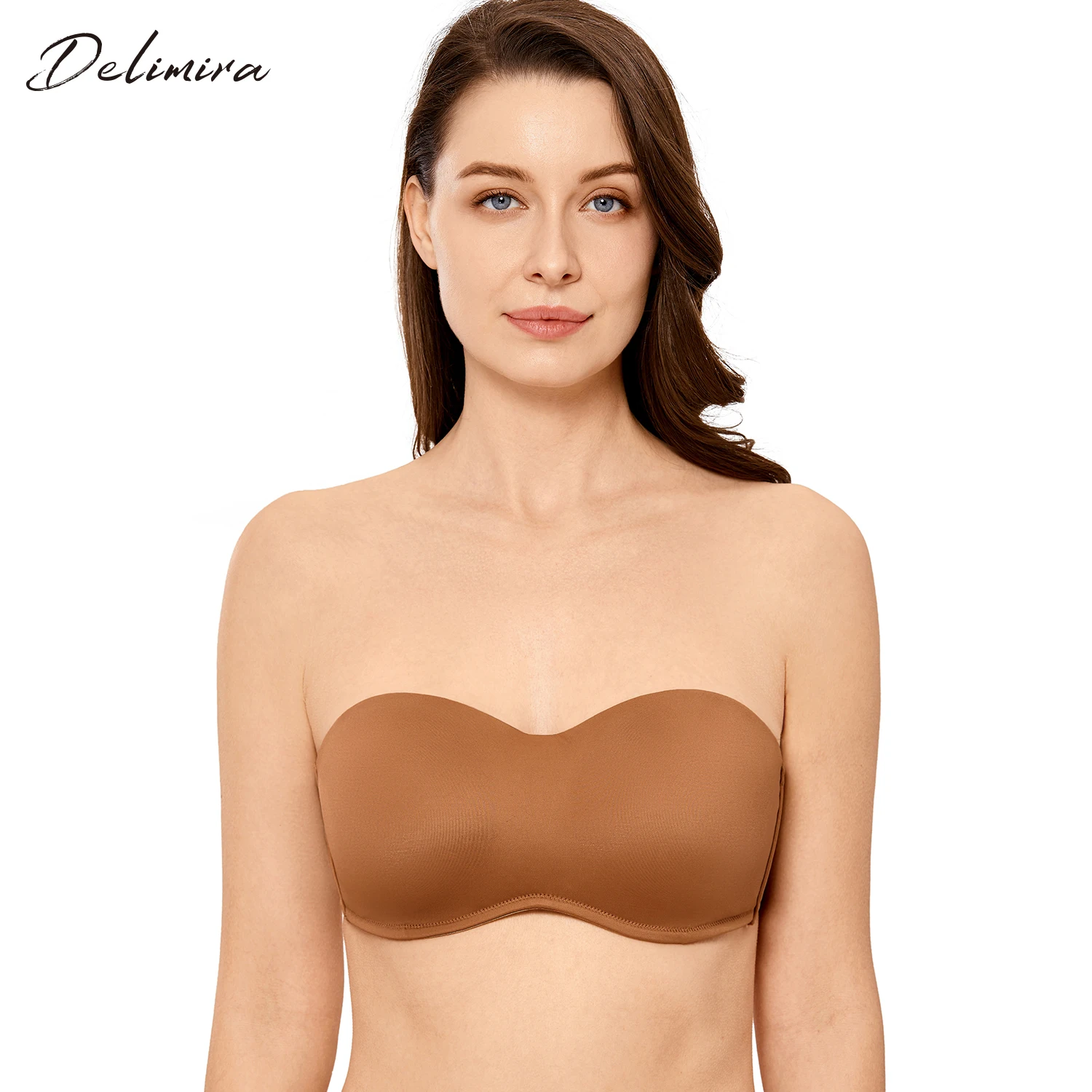 Delimira Women's Seamless Underwire Bandeau Minimizer Strapless Bra for