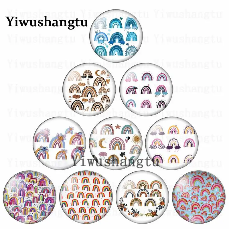

New rainbow group of figure lovely 12mm/20mm/25mm/30mm Round photo glass cabochon demo flat back Making findings
