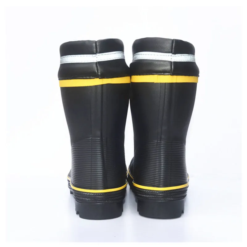 Черные резиновые защитные рыбацкие ботинки мужские резиновые сапоги со стальным носком на стальной подошве Нескользящие резиновые сапоги и противоскользящие галоши 36-46