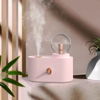 

350ml Bulb Shape Humidifier USB Rechargeable Water Mist Maker Diffuser Moisturizing Atomizer with Warm Night Light