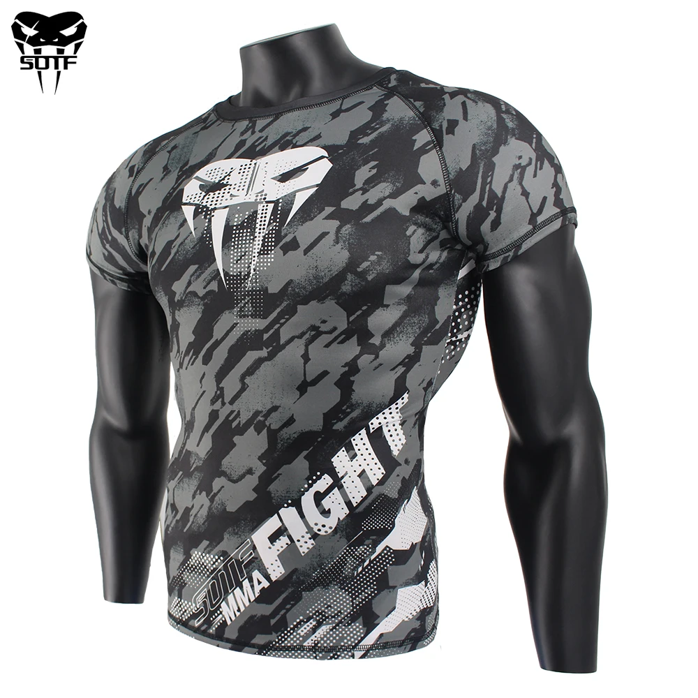 SOTF MMA Змея голова Камуфляж для фитнеса дышащие обтягивающие боксерские Джерси Тигр Муай Тай джиу джитсу футболка для mma rashguard бокса - изображение