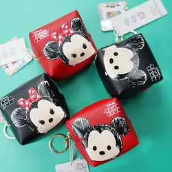Disney monedero auténtico de Mickey y Minnie Cube para niños, monedero de dibujos animados, bolsa de depósito para dinero, bolsa de almacenamiento de cosméticos para mujer