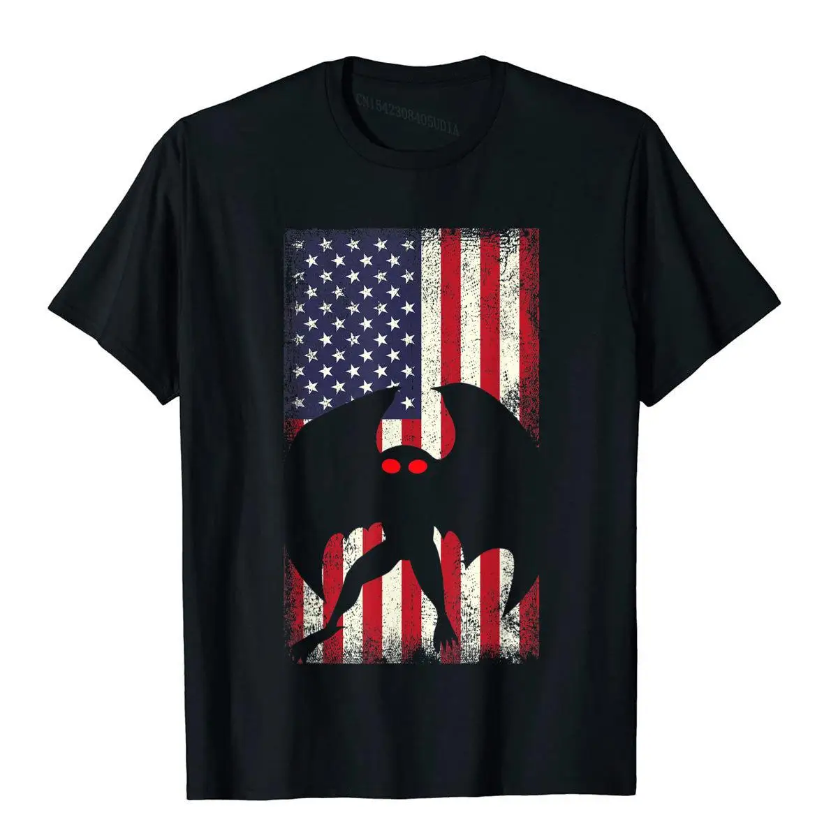 Patriot Mothman Cryptid Love USA American Flag 4th of July T-Shirt__B13966black