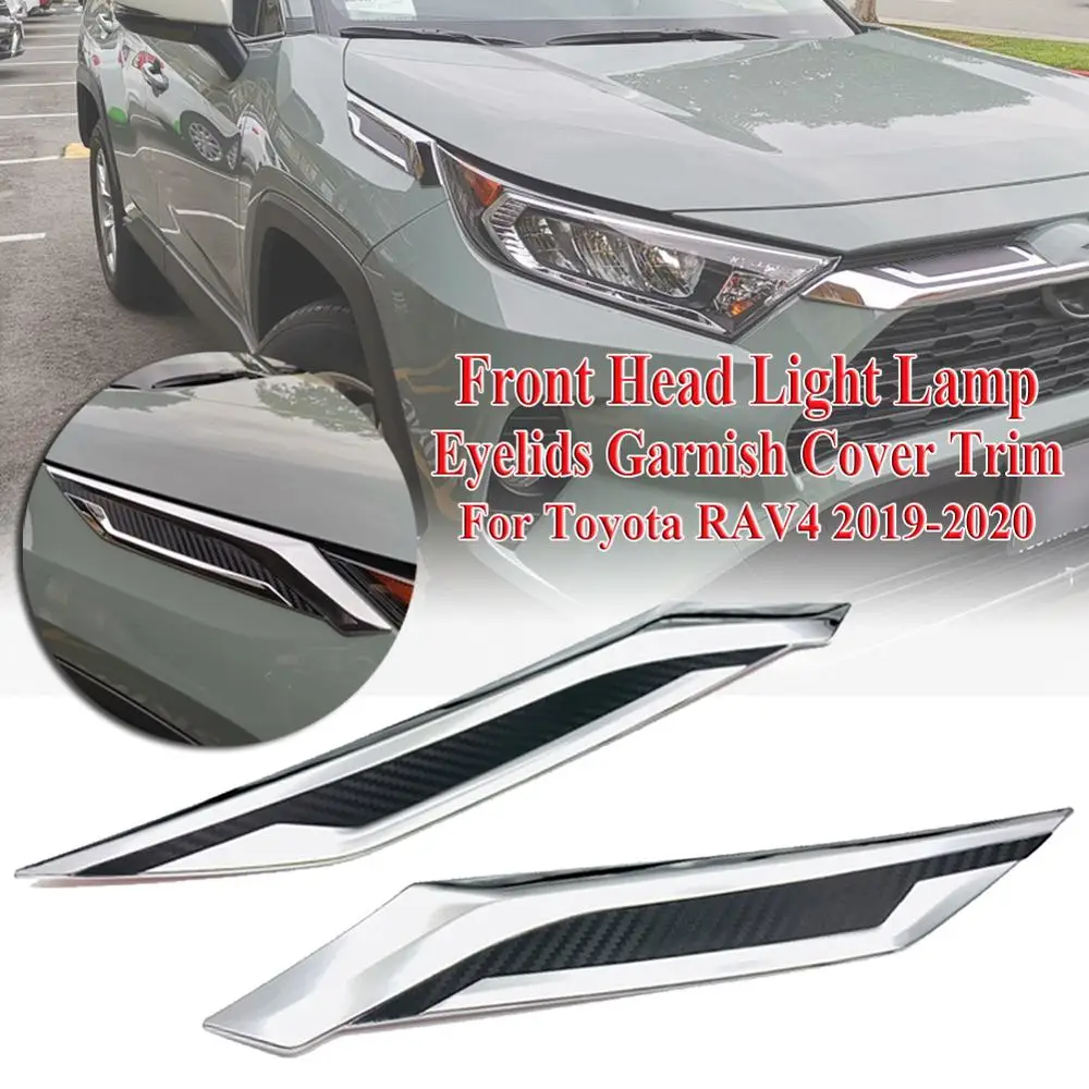 

Chrome Carbon Fiber Car Sticker Headlight Eyebrows Front Headlamp Eyebrows Eyelids Trim Accessories For Toyota RAV4 2019 2020
