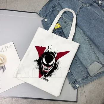 

Venom Marvel Fashion Canvas Bag Women Girls Simple Large Capacity Storage Handbag Shoulder Bag Tote Reusable Student Bookbag