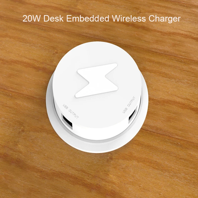20W Qi Fast Wireless Charger Built in Desktop Embedded Wireless Phone Charger For iPhone Samsung Huawei Bedside table Furniture