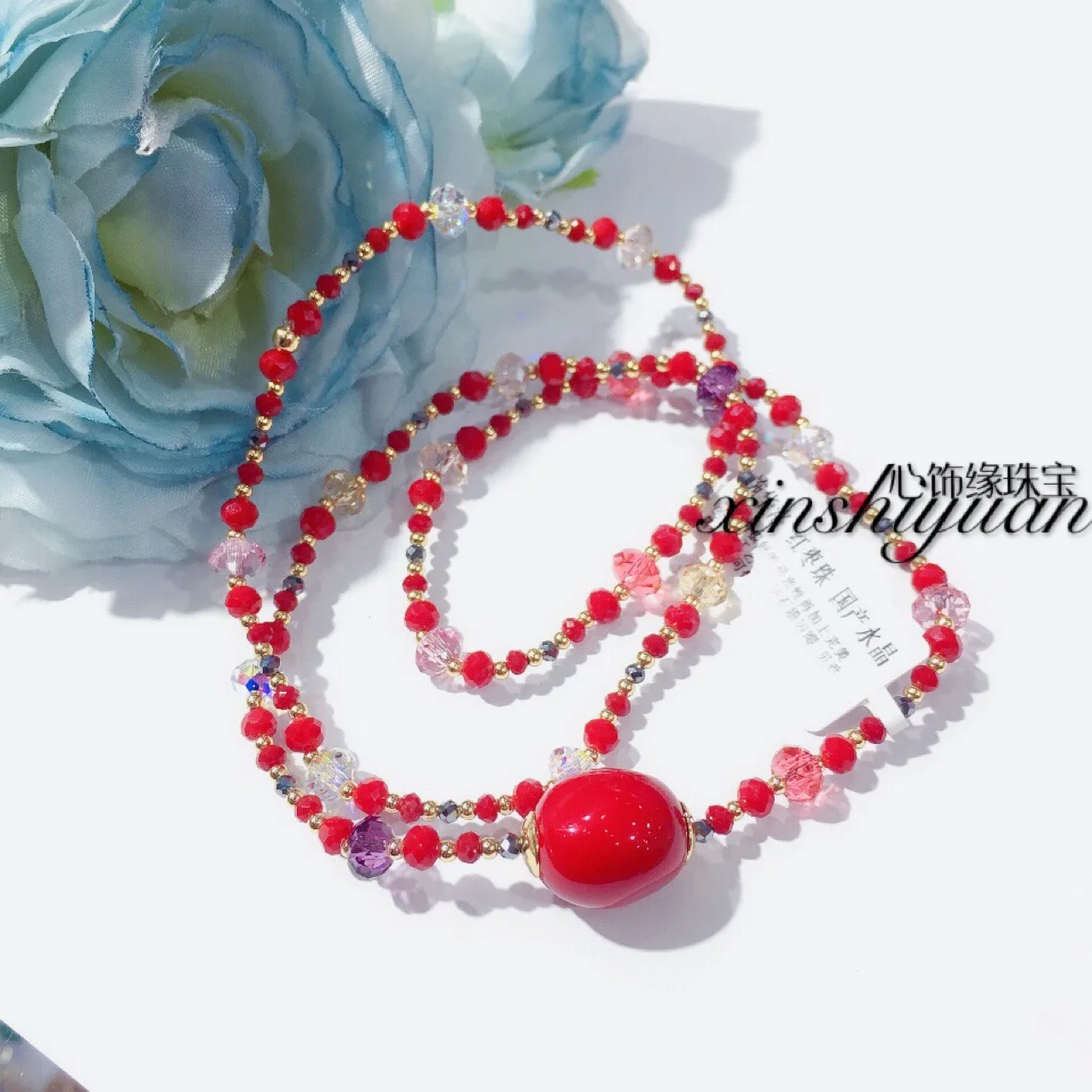 

Bracelets Red Date Beads Red Lucky Shih Crystal Bracelets Three-loop Bracelets Versitile Fashion Online Celebrity Female Anchor