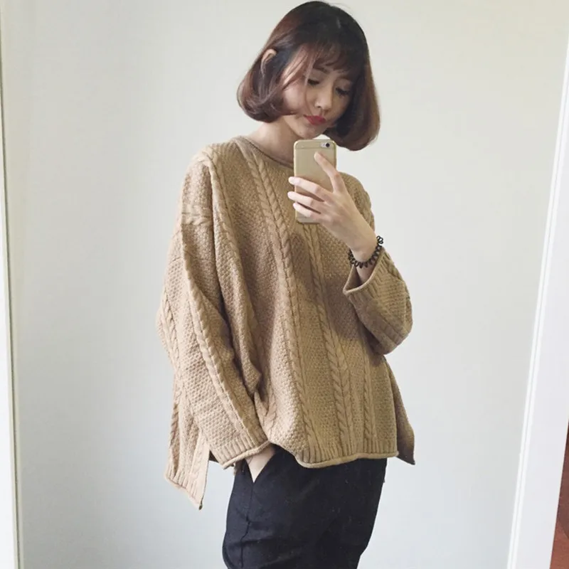 

Women Sweaters Pullovers Autumn Winter Long-Sleeved Pull Femme Solid Pullover Female Casual Knitted Sweater