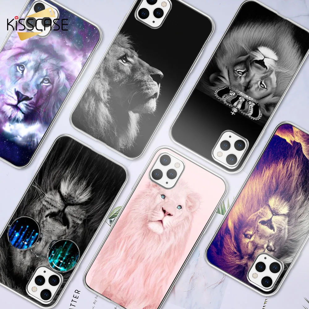 KISSCASE Lion Phone Case For iPhone 11 Pro Max XR XS MAX 5 5S SE 6 6S 7 8 Plus Animal King Soft TPU iPone Cover | Мобильные телефоны