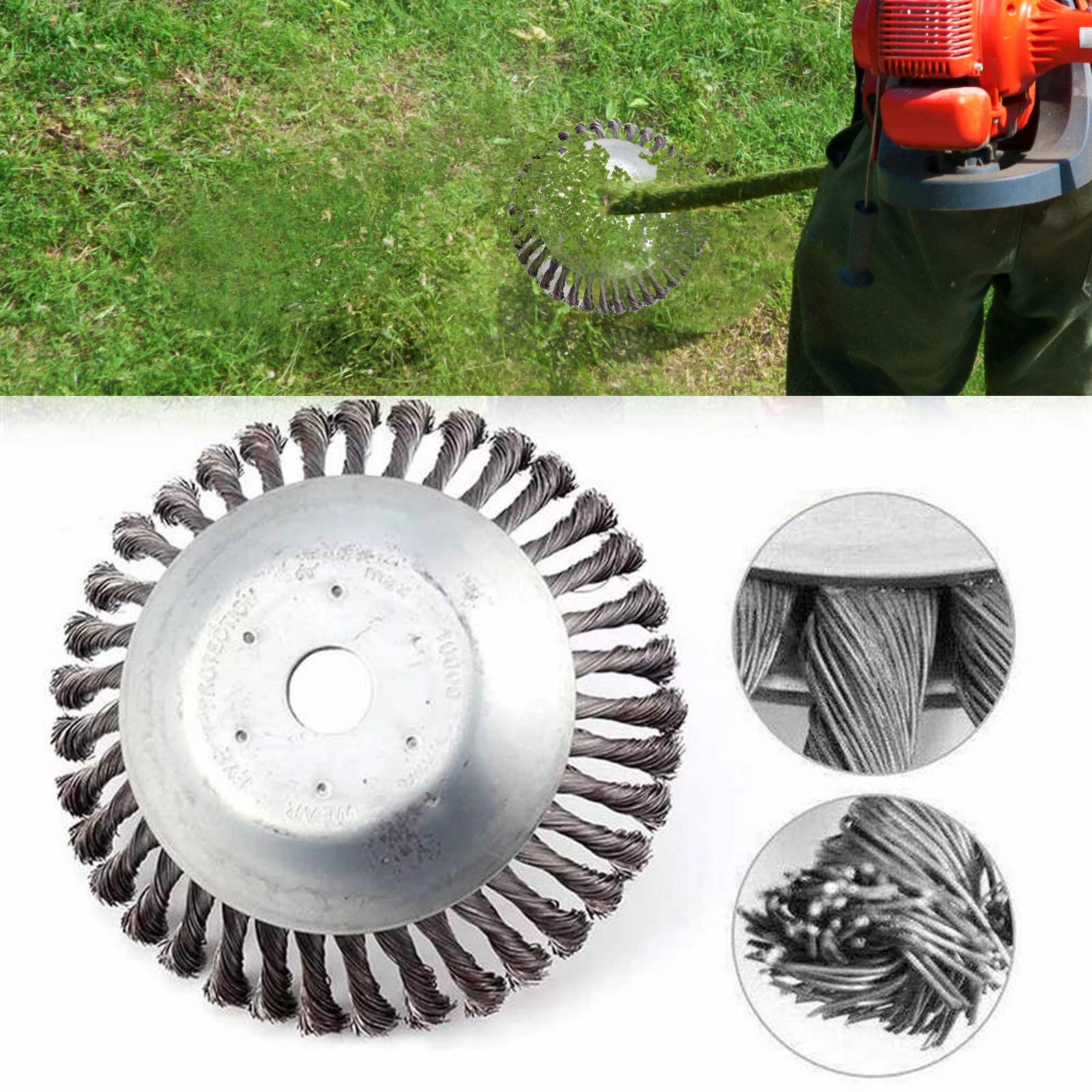 Garden Weed Brush Lawn Mower Mower Head 6 Inch Kink Wire Wheel General Replacement 