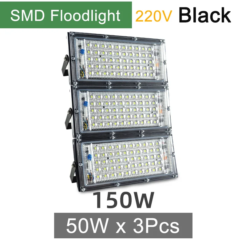 3Pcs 50W SMD Black Kaguyahime Светодиодный прожектор светильник 50W 220V уличного фонаря Водонепроницаемый IP65 Точечный светильник отражатель фокус светодиодный светильник на открытом воздухе холодный белый точечный светильник - Испускаемый цвет: 3Pcs 50W SMD Black