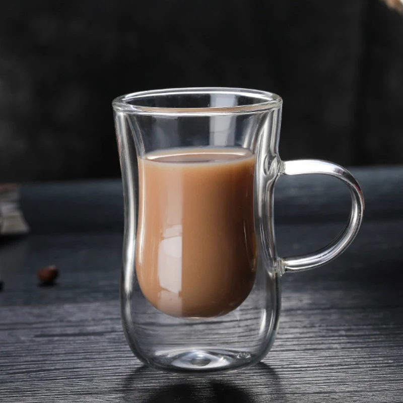80 мл Европейский двойной кружка для кофе термостойкая двойная стеклянная чашка капучино молочная чашка сока кафе офис