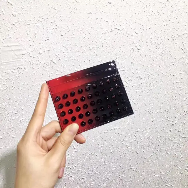 Fashion Slim Card Holder High Capacity Genuine Leather Men Women Simple Card Bag Business Bank Credit Card Holder Coin Purse black red shine