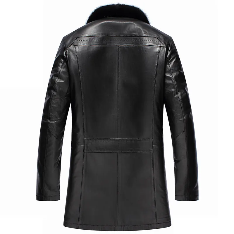 

Genuine Leather Men Winter Jacket Real Sheepskin Coats Mens Wool Liner Mink Fur Collar Warm Down Coat F17S14070 YY384