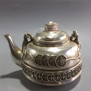 

Bronze Carving Yuanbao Bat Gold Coin Water Pot Handmade Auspicious Animal Statue Teapot Kettle Wine Pot Home Decoration Gift