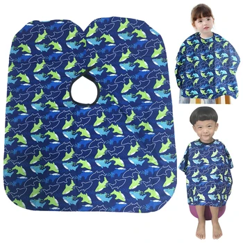 

Anti-Static Bright Colors Easy Clean Dolphin Pattern Non-stick Salon Cartoon Hair Cutting Apron Soft Hairdressing Cover