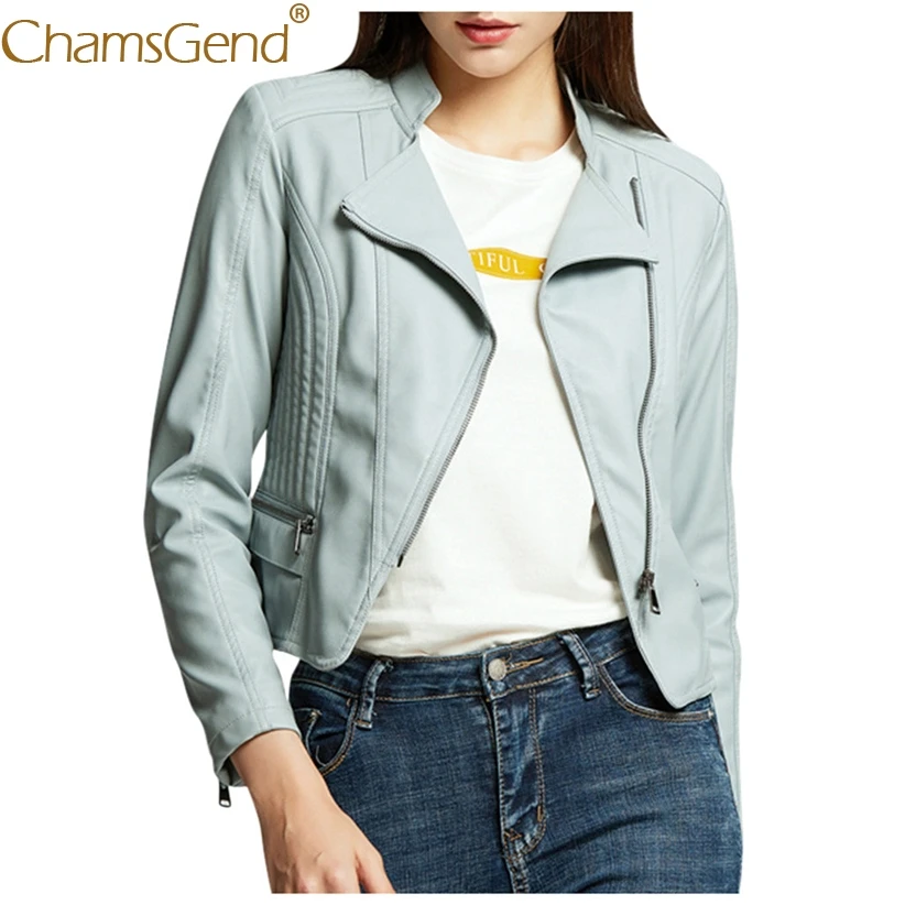 

Fashion Women Leather Jacket coat Autumn Winter Turn Down Collar Zipper Cropped Tops Motorcycle Windproof Short Jackets 908
