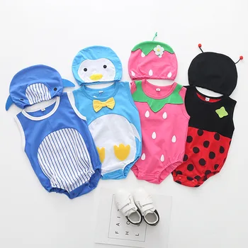 

Cute Baby Clothes Cartoon Baby Boy Girl Rompers Cotton Anima Fruit Pattern Infant Jumpsuit Hat Set Newborn Baby Costumes