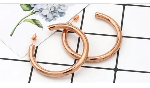 Steel Earring Minimalist Large 5mm Thick Chunky Open Hoop Earrings for Women Stainless Round Circle Hoops Lightweight