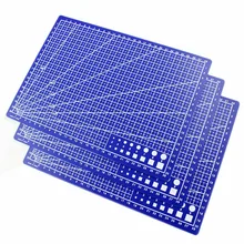 Tapis de coupe en PVC A4/A3, grille rectangulaire, ligne, tapis de coupe, bricolage, plaque à outils, modèle à main, plaque de Base bleue simple face
