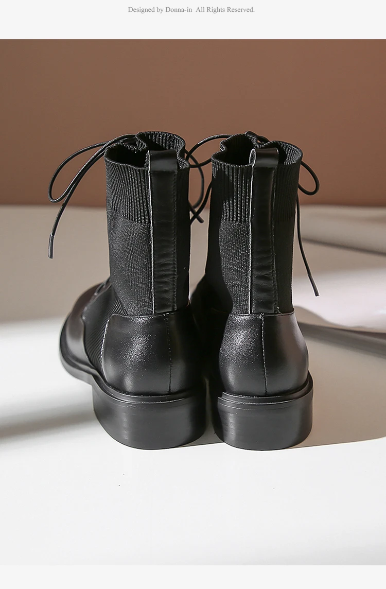Donna-in/; дамские носки из натуральной кожи; Элегантные ботильоны; сезон осень-зима; женская обувь на каблуке со шнуровкой; модная эластичная обувь