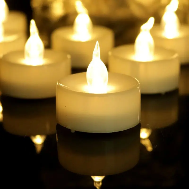 

12pcs Flickering LED Candle Lights With Remote Control Flameless Electric Tealight E65B
