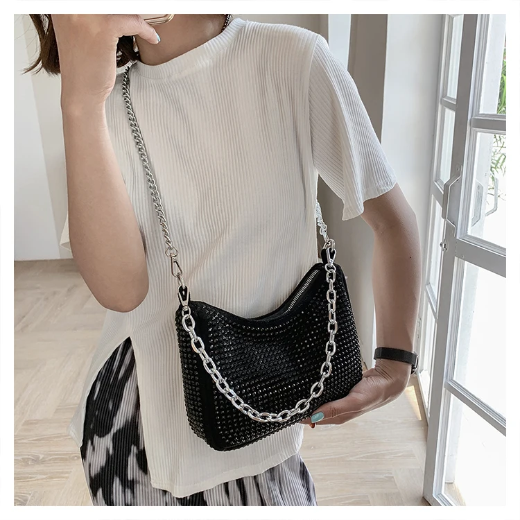 2022 Diamond Underarm Bags for Women Summer New Quality Female PU Leather Luxury Designer Handbag Shoulder Messenger Bag Bolsos