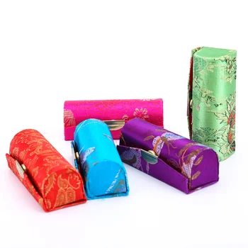 

Lipstick Case with Mirror Satin Silky Fabric Floral Printed Lip Stick Holder Jewelry Storage Box LDO99