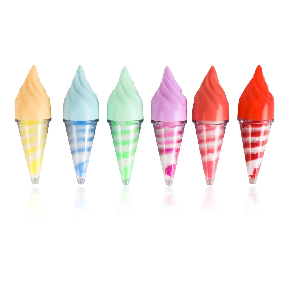 Make Up Private Label 6 Color Rainbow Lipgloss Waterproof Moisturizing Glitter Lovely Cute Ice Cream Lip Gloss