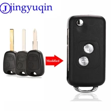 Jingyuqin capa de chave de carro, 2 botões modificados, capa em branco, para citroen c1 c2 c3 xsara picasso, para peugeot 206 306 307 406