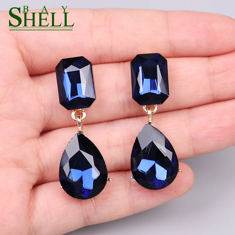 Женские серьги-подвески с голубыми кристаллами Shell bay богемные Стразы