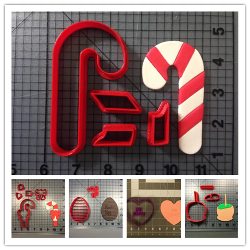 Candy cane chocolate egg be mine candy kiss apple heart shape fondant cookie cutters for cupcake kid's birthday cake decorating | Дом и