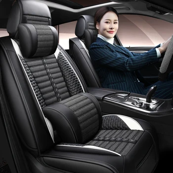 

Full Coverage PU Leather car seat cover flax fiber auto seats covers for kia carens carnival ceed cerato forte k2 k3 k5 k7