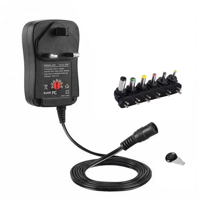 

3V 4.5V 5V 6V 7.5V 9V 12V 2A/2.5A AC/DC Adjustable Power Adapter UK Plug Universal Power Adaptor USB Charger Switch Power Supply