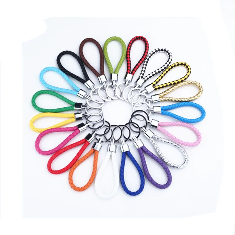 LLavero de cuerda de cuero tejido a mano para parejas, colgante creativo de cuero hecho a mano, joyería