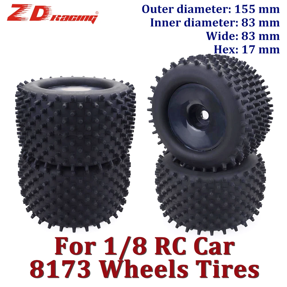 ZD 4PCS 2PCS 1/8 RC Car Wheels Set Monster Truck Tires Rims 17mm Hubs Tyre Wheel Rubber Buggy Off-Road for Traxxas | Игрушки и хобби