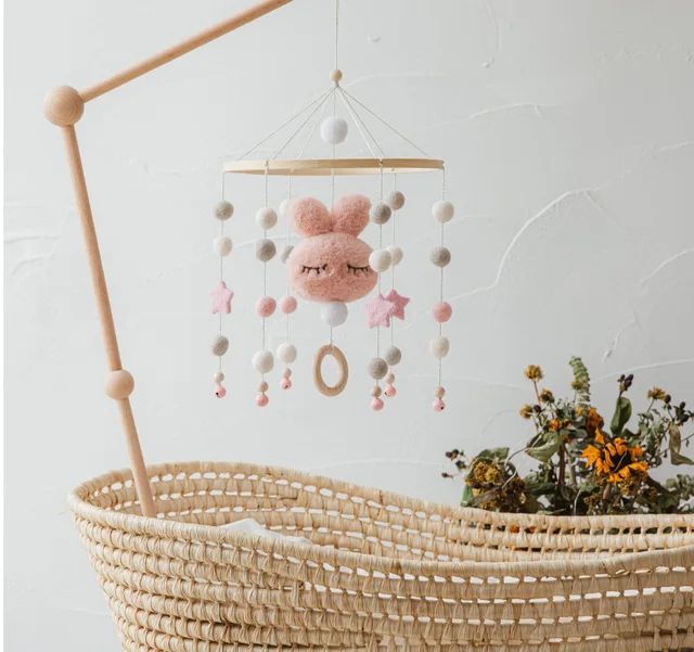 Baby Beech Bed Bell Bracket Suspension Rotating Hanging Bell Newborn Bedside Bell Pendant Baby Bell Pole Room Decoration 3