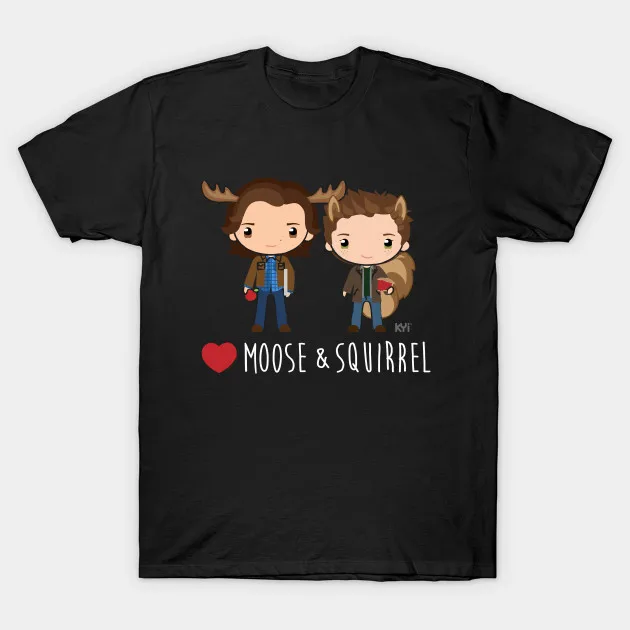 Мужская хлопчатобумажная футболка Love Moose и Squirrel Supernatural спортивная черная с