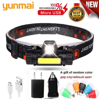

Headlight USB Rechargable LED Headlamp XPE+COB Head Lamp with Magnet Headlight with Built-in 18650 Battery for Fishing, Camping