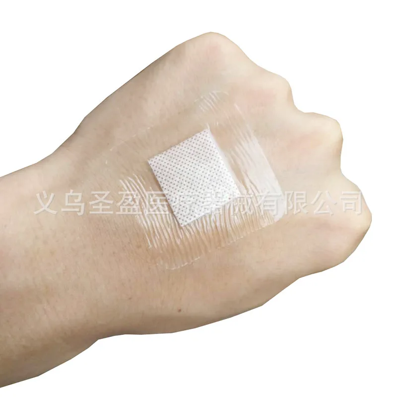

Hot Sales New Ultra-Thin Floating Needle Stick Medical Use Transparent Waterproof Pu Square Adhesive Bandage yin xing tie 38X38